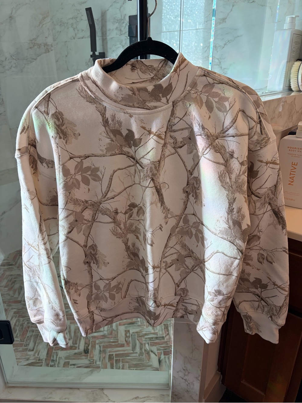 Cream Camo Mock Neck Sweater - Women